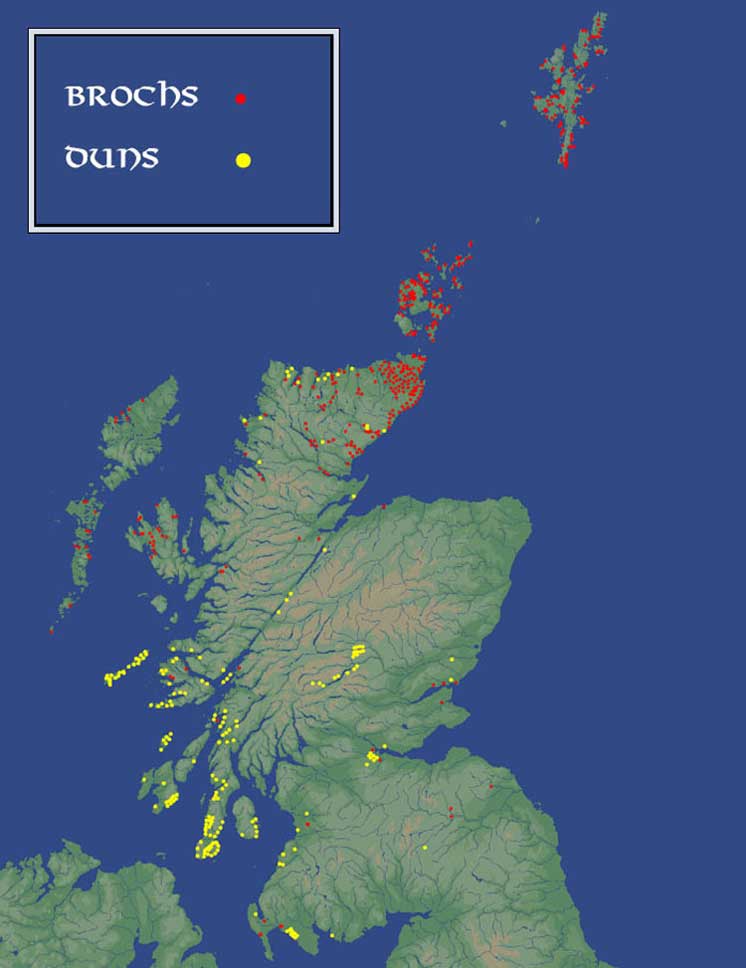 Map. Distribution of Brochs in Scotland