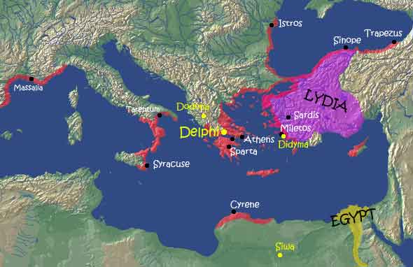 Map of the Greek World in the Age of Colonization