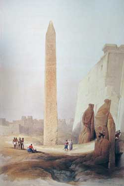Watercolour of the Pylon at Luxor. David Roberts