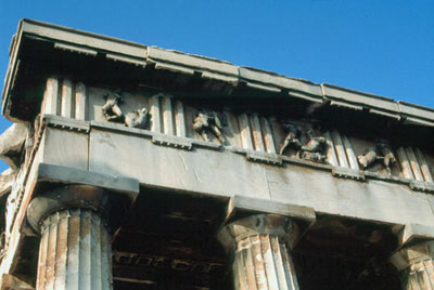 Metopes and triglyphs of the Hephaistion in the Athenian Agora