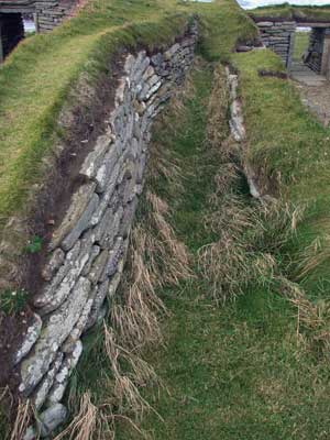 Adjoining walls of the two houses