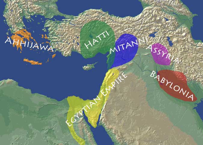 Map of the Near East in the Late Bronze Age
