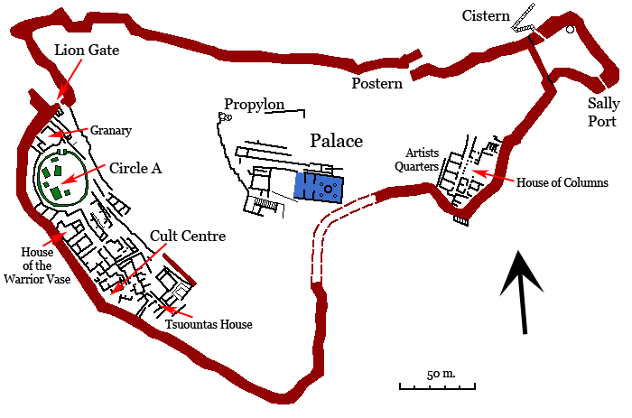 Mycenae. Plan of the Citadel