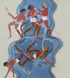 Pylos.Fresco fragments depicting a battle