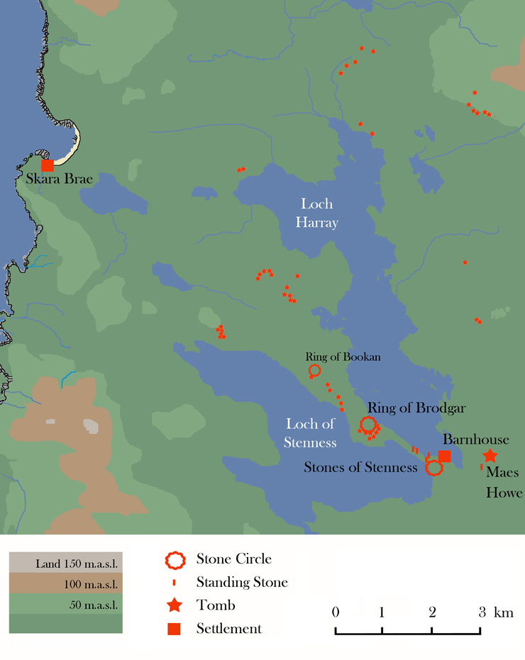 Map of the Monuments around Lochs Harray & Stenness