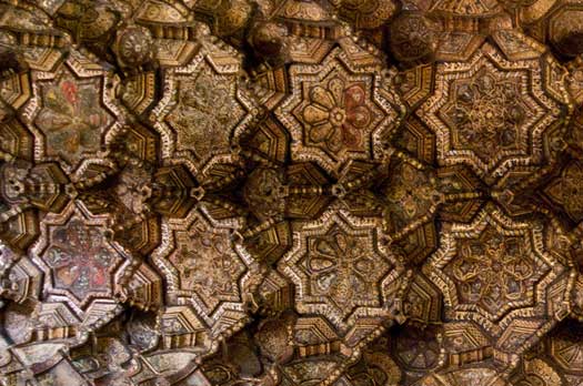Detail of the ceiling showing some of the painted decoration