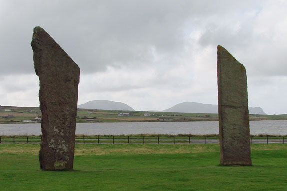 Looking southwest, towards the hills of Hoy, from the Stones of Stenness