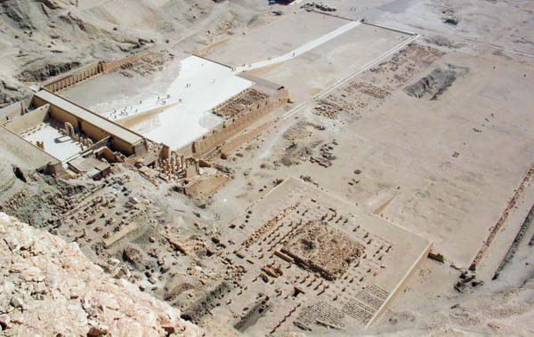 View of the site from the cliffs to the north