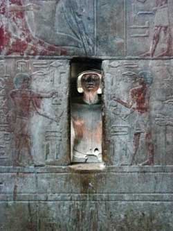 Statue of Ti in his mastaba at Giza