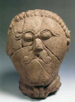 Stone Head of a Celtic god from Mserte Zehrovice, Czech Republic