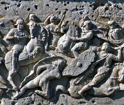 Detail of the Arch of Germanicus at Orange, France commemorating a Roman Victory over the Gauls