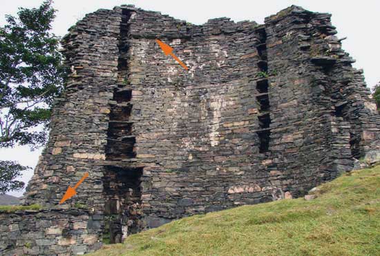 Interior of Dun Telve Broch, Lochalsh, showing the scarcements