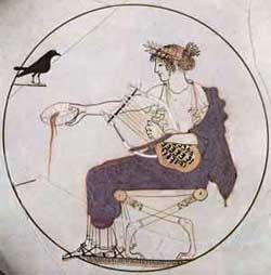 Interior of an Attic kylix showing Apollo and his lyre
