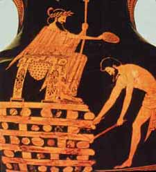 Red Figure Vase showing the death of Croesus