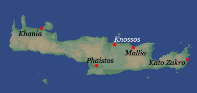 Palaces of Crete. Map