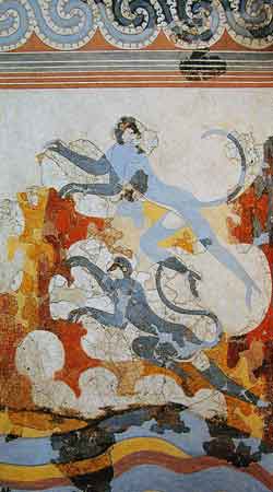 Blue Monkey Fresco from Akrotiri, Santorini