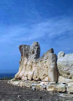 Hagar Qim. Megaliths in the external wall of the temple