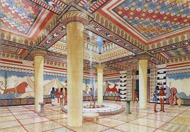 Throne Room of the Megaron (Reconstruction in Watercolour by Piet de Jong