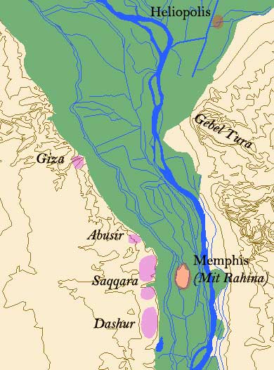 Map of Ancient Sites in the Cairo Region