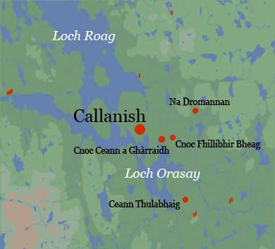 Map of Neolithic Monuments near Callanish