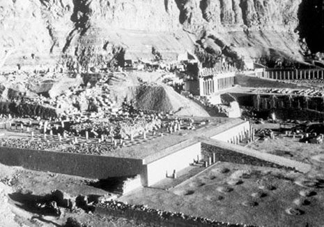 View of the temple after clearance of the forecourt (note the large planting pits)